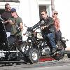 Christina Aguilera and Cam Gigandet
on a motorcycle on the set of their new movie 'Burlesque'.