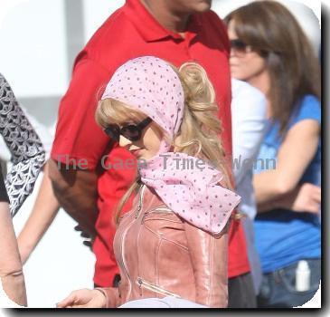 Christina Aguilera and Cam Gigandet
on a motorcycle on the set of their new movie 'Burlesque'.