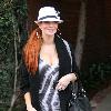 Phoebe Price seen leaving a Medical Building in Beverly Hills wearing a comedy face disguise. Los Angeles.