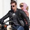 Singer/Actress Christina Aguilera and Cam Gigandet on the set of their new movie 'Burlesque' West Hollywood.