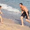 Hugh Jackman with daughter Ava Jackman at Grumari beach as he shoots for a commercial for Lipton Ice TeaRio de Janeiro.