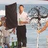 Hugh Jackman with daughter Ava Jackman at Grumari beach as he shoots for a commercial for Lipton Ice TeaRio de Janeiro.