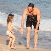 Hugh Jackman with daughter Ava Jackman at Grumari beach as he shoots for a commercial for Lipton Ice TeaRio de Janeiro.