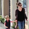 Jennifer Garner walking with her daughter Violet Affleck in Brentwood. Los Angeles, California.