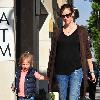 Jennifer Garner walking with her daughter Violet Affleck in Brentwood. Los Angeles, California.