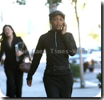 Theresa Randle out and about talking on her mobile phoneLos Angeles.