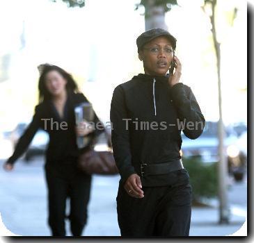 Theresa Randle out and about talking on her mobile phoneLos Angeles.