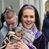 Danielle Lloyd showing off her engagement ring while out with her dog, ahead of her lavish engagement party at the weekend where she will be wearing '26,000 crystal encrusted gown from New Bond Street boutique Doly. London.