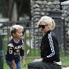 Gwen Stefani comforts son Kingston Rossdale
at Beverly Hills park.