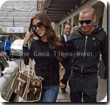 Danielle Lloyd and Jamie O'Hara 
leaving the May Fair Hotel after her engagement party the previous evening.