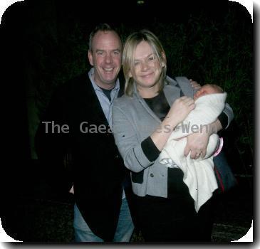 Norman Cook, aka Fatboy Slim, and wife Zoe Ball after leaving hospital with their newborn daughter Nelly May Lois Cook London.