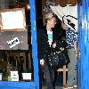 Kate Moss leaves a Japanese restaurant.