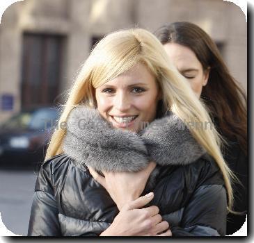 Michelle Hunziker leaving Bayerischer Hof hotel on her way to rehearsals of German TV show 'Wetten Dass...'. Lindau.