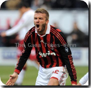 David Beckham plays for Milan against Livorno 
Milan, Italy - 31.01.10 credit: IANSWENN