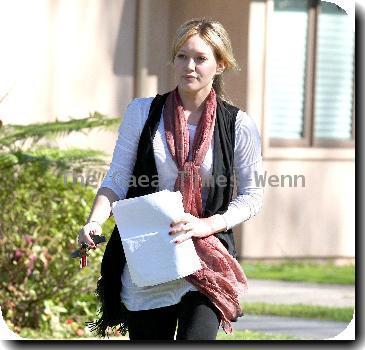 Hilary Duff 
leaving a private residence in North Hollywood while holding a script.