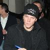 Matt Damon leaves Nobu Berkeley wearing his favourite New England Patriots 2007 AFC Conference Champions Beanie hat.