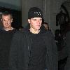 Matt Damon leaves Nobu Berkeley wearing his favourite New England Patriots 2007 AFC Conference Champions Beanie hat.