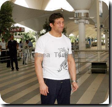 Alex Reid 
arrives at Mumbai airport where he is filming his new TV show Alex Reid: The Fight Of His Life..