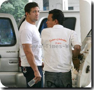 Alex Reid 
arrives at Mumbai airport where he is filming his new TV show Alex Reid: The Fight Of His Life..