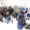 Hundreds of people turn up at Dupont Circle for a giant snowball fight, organized through the social networking website Facebook
in Washington DC, on 6th January 2009..