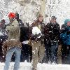 Hundreds of people turn up at Dupont Circle for a giant snowball fight, organized through the social networking website Facebook
in Washington DC, on 6th January 2009..