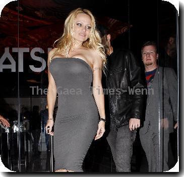 Pamela Anderson leaving Katsuya restaurant in Hollywood Los Angeles, California.