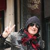 Joel Schumacher flashes a peace sign while out and about in Manhattan New York City.