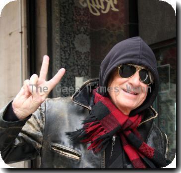 Joel Schumacher flashes a peace sign while out and about in Manhattan New York City.
