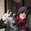 Joel Schumacher flashes a peace sign while out and about in Manhattan New York City.
