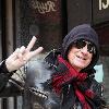 Joel Schumacher flashes a peace sign while out and about in Manhattan New York City. Joel Schumacher flashes a peace sign while out and about in Manhattan New York City.
