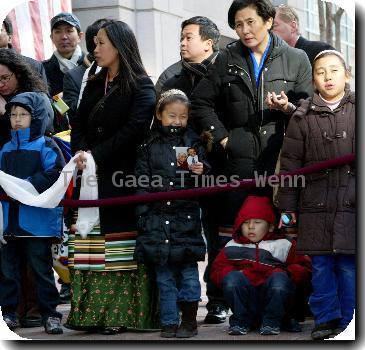 Fans await the arrival of The Dalai Lama The Dalai Lama holds a brief press conference outside his hotel after meeting President Barack Obama and Secretary of State Hillary Clinton Washington DC.