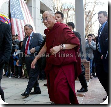 Fans await the arrival of The Dalai Lama The Dalai Lama holds a brief press conference outside his hotel after meeting President Barack Obama and Secretary of State Hillary Clinton Washington DC.