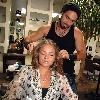 Australian Actress & Singer Stephanie McIntosh gets her hair done by celebrity hairstylist Roy at Shampoo Salon Los Angeles