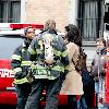 Mike Lombardi and Steven Pasquale
smoking while on the set of 'Rescue Me' filming in Harlem
New York City, USA.