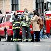 Mike Lombardi and Steven Pasquale
smoking while on the set of 'Rescue Me' filming in Harlem
New York City, USA.