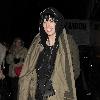 Agyness Deyn arriving at Bungalow 8 nightclub with a female friend. In her rush to get inside the club, Aggy slipped on the wet pavement and almost fell over, which she and her friend found hilarious London.