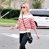 Reese Witherspoon leaving a restaurant in Brentwood while wearing a striped sweater Los Angeles.