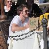 American Idol winner Kris Allen out shopping and having lunch at The Farm Cafe Hollywood.