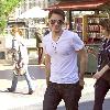 American Idol winner Kris Allen out shopping and having lunch at The Farm Cafe Hollywood.