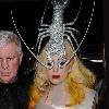 Lady Gaga arriving at Mr Chow restaurant in London, wearing a see-through plastic dress and a silver lobster headpiece following the final London date on her Monster Ball tour 
London, England.