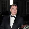 Prince Andrew leaving Claridge's in a dinner suit London.