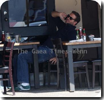 David Denman seen having lunch at Toast Bakery and Cafe.  Los Angeles.