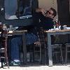 David Denman seen having lunch at Toast Bakery and Cafe.  Los Angeles.