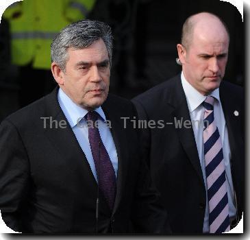 Prime Minister Gordon Brown
 departs the Queen Elizabeth II Centre after giving evidence at the Iraq Inquiry
London, England.