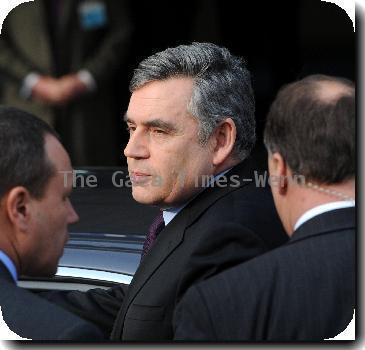 Prime Minister Gordon Brown
 departs the Queen Elizabeth II Centre after giving evidence at the Iraq Inquiry
London, England.