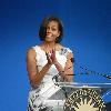 US First Lady Michelle Obama speaks at a ceremony to donate her 2009 inaugural gown at the Smithsonian's National Museum of American History in Washington, DC, on March 9, 2010. Continuing the long tradition of First Ladies donating their inaugural gowns to the Smithsonian, Michelle presented her 2009 inaugural gown to the Smithsonian's National Museum of American History.
Washington DC, USA.