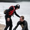 Christine Bleakley 
starts her water ski challenge for Sport Relief from Dover this morning. The One Show presenter hopes to raise thousands of pounds for the charity by waterskiing across the English channel
Dover, England.