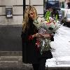 Fearne Cotton
 seen leaving the Radio 1 studios carrying a bunch of flowers.
London, England.