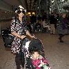 Manager Jonathan Shalit, Myleene Klass and daughter Ava Bailey
Myleene Klass arriving at Heathrow airport with her daughter and manager on a flight from Los Angeles 
London, England.