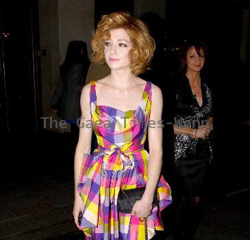 Nicola Roberts
 Girls Aloud singer leaving her hotel with friends wearing a colourful dress
London, England.